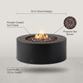 32 In. W X 13.5 In. H Iron Propane Gas Burning round Outdoor Patio Fire Pit in Dark Grey