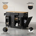 Black 48.5 In. Outdoor Kitchen Island Grill Cart with Wood Tabletop and Storage Cabinet