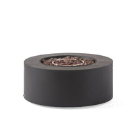 32 In. W X 13.5 In. H Iron Propane Gas Burning round Outdoor Patio Fire Pit in Dark Grey — Studio Shot