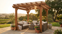 10 Ft. X 10 Ft. Traditional All Cedar Wood Outdoor Patio Pergola Shade Structure — Lifestyle